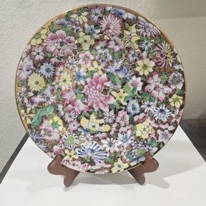 Vintage Princess House "Mille Fleur" Decorative Plate Hand Painted Hong Kong